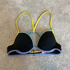 Victorias Secret Women's Geometric Push Up Bikini Swim Top Black Size 32B‎